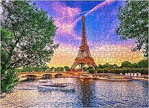 Amazon.com: MyPuzzle The Eiffel Tower and Seine River at Sunset in Paris, France - Premium 500 Piece Jigsaw Puzzle for Adults : Toys & Games