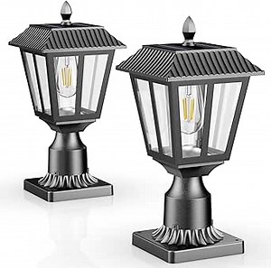 Solar Lamp Post Light Outdoor - 3000K Warm White, IP45 Waterproof Post Solar Lights for Garden Yard Landscape, Outside Decorative Lamp(2PK)