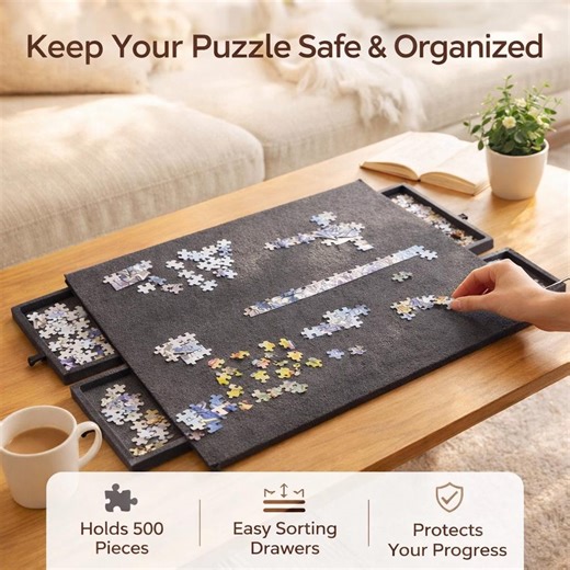 Portable Jigsaw Puzzle Mat Board With Cover, 4 Sorting Drawers - Etsy