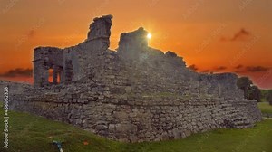 Tulum, great maya ruins in the yucatan peninsula, Mexico. 4k video time lapse.