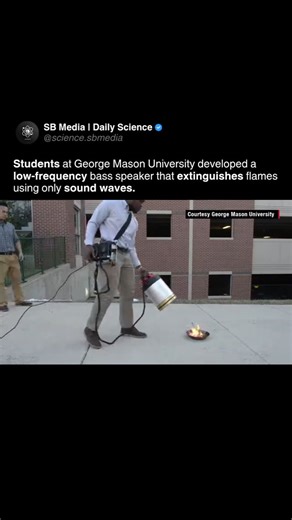 SB Media on Instagram: "Fire needs heat, fuel, and oxygen to survive. Sound waves (especially low-frequency ones) can disrupt that balance. By generating strong, directed pulses of low-frequency sound (~30-60 Hz), the speaker pushes oxygen away from the flame’s base. No oxygen, no combustion. The prototype was built using off-the-shelf audio equipment and successfully extinguished small open flames, like alcohol fires, without chemicals or residues. This innovation came from Seth Robertson and V