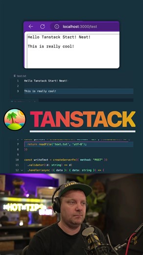 Tanstack Start doing doing server calls a bit different than React Server Components. You can write the client and server logic in the same file and it replaces it with fetch calls when run on the client. No