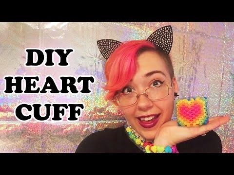 Rainbow Heart Kandi Cuff Tutorial