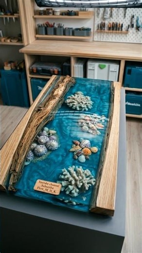 Amazing Ocean Shell Epoxy River Table Build #viral #viralvideo #viralshorts #viralshort #foryou