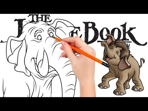 How to Draw Colonel Hathi and Hathi Jr. from The Jungle Book | Step by Step