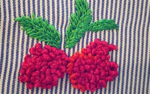【结粒绣教程】一分钟学会结粒绣 | 樱桃