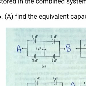 Find the equivalent capacitance between points A and B in the g... | Filo