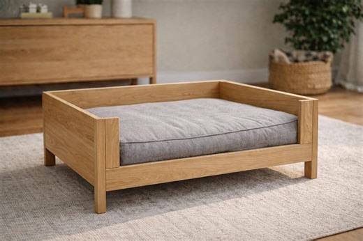 DIY Modern Wooden Dog Bed Plans | Minimalist Pet Furniture Blueprint (PDF) - Etsy