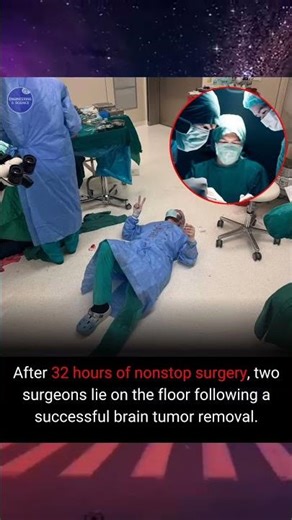 After 32 hours of nonstop surgery,two surgeons lie onthe floor following a successful brain #shorts