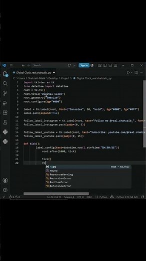 ⏰ Build a Digital Clock using Python & Tkinter!