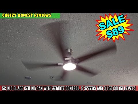 52 inch Modern Ceiling Fan with 3 Light settings and Remote. 5 Blade, 6 Speed