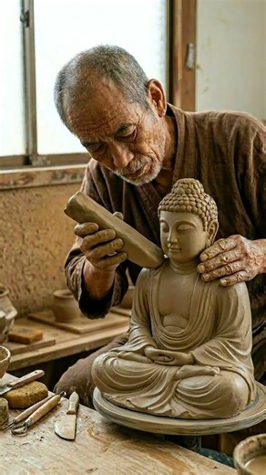 Từ khối đất vô tri đến diện mạo Đức Phật từ bi ✨🙌 #phatphap #buddha #shorts #handmade #tuongphat