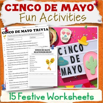 Cinco de Mayo Activities - Mexican Worksheets Morning Work ELA Time Fillers