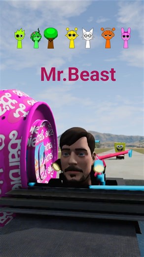 Beamng SHorts&Mr Beast&Squid game&Crazy frog&Gummy Bear&Sponge Bob&VSBarbie Bollard in BeamNG.drive