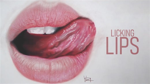 Soft pastel drawing tutorial: Achieve realistic licking lips with smooth shading
