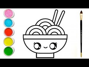 noodles🍜drawing step by step|noodles drawing easy for kids|chicken noodle soup drawing easy|noodles