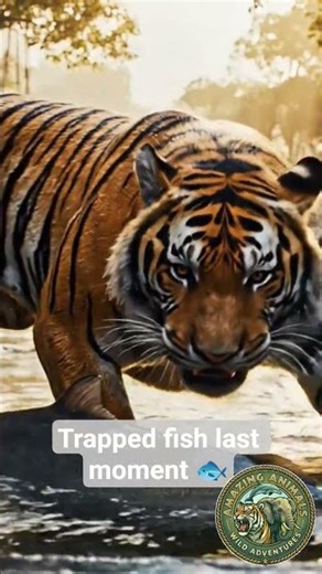 Tiger Catching trapped fish