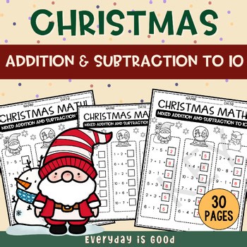 Christmas Math Worksheets | Mixed Addition and Subtraction to 10