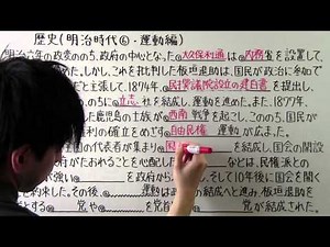 【社会】 歴史－６１ 明治時代⑥ ・ 運動編