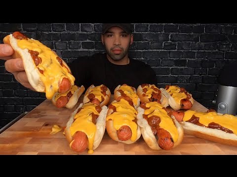 (ASMR) CHILI CHEESE DOG MUKBANG