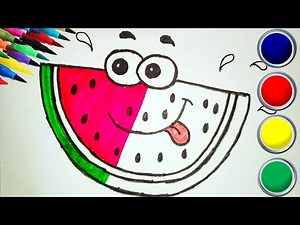 😃 Cute Watermelon Cartoon Drawing | Simple & Fun Art 🍉✏️