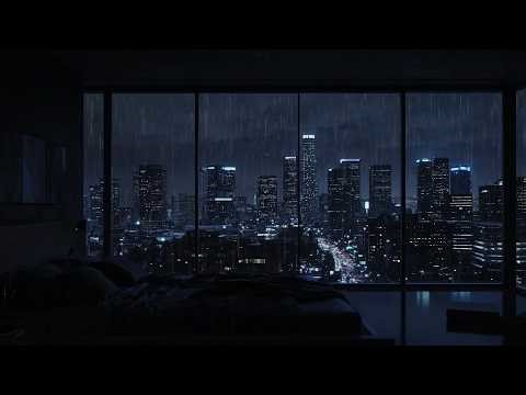 Peaceful Night City in Light Rain 🌃| Rain Ambience for Studying, Relaxing & Deep Sleep