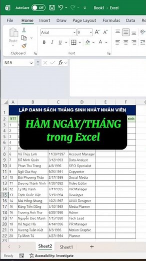 Hàm Ngày/Tháng trong Excel #excel #exceltips #ngheexcel
