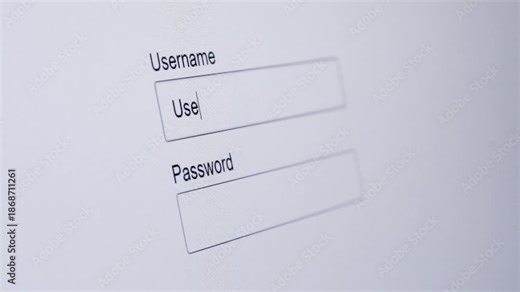 typing login username and password on screen in user interface