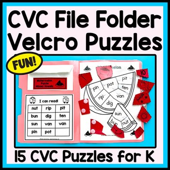 CVC Puzzles File Folder Activity with Velcro Jigsaw Puzzles | Decode & Match CVC
