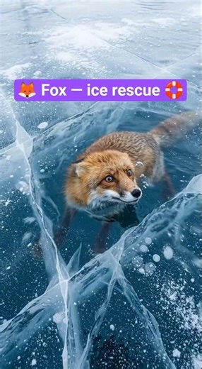 🦊 Fox ice rescue 🛟. #shorts