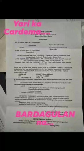 14K views · 71 reactions | Subpoena ni Cardema... ✊ READ: Quezon...