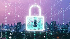 Cyber Security and Alteration Data Protection on Digital Platform . Graphic interface showing secure firewall technology for online data access defense against hacker, virus and insecure information .