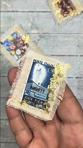 📮Faux Postage Stamps with gold leaf | Junk Journal Ephemera #shorts
