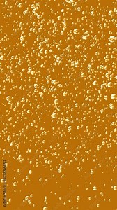 Small bubbles rising in golden liquid or beer drink. Abstract CG bubble animation background. Seamless loopable vertical background. Stock Video