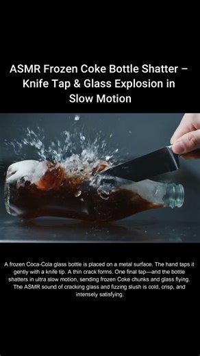 ASMR Frozen Coke Bottle Shatter – Knife Tap & Glass Explosion in Slow Motion