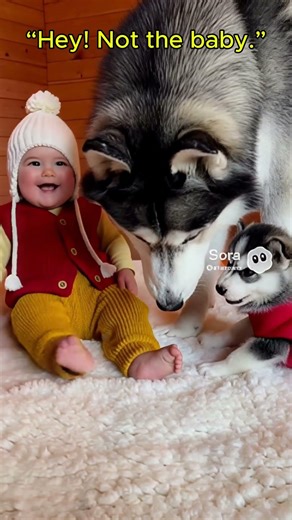 Husky Puppy Crosses the Line… Mom Steps In 🐺🍼#Puppy #Baby