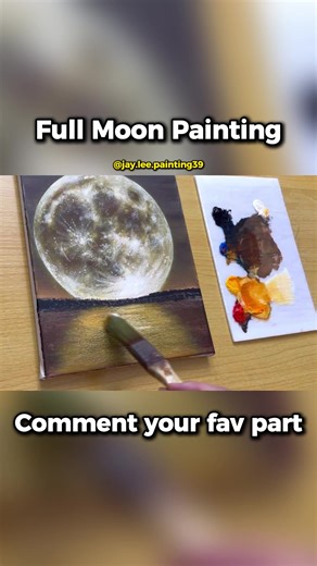 Full Tutorial of a Moon Painting . . . . . #acrylicpainting #art #canvas #moon #painting #night
