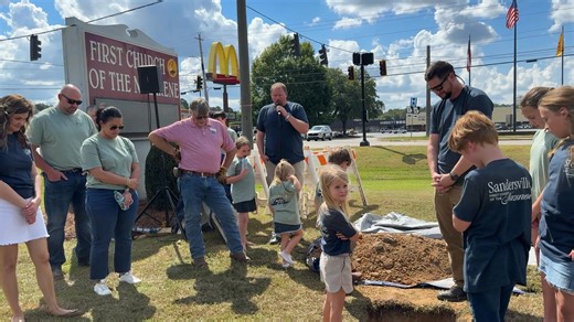 Words and a prayer from Pastor Joe before burying the time capsule. | Sandersville First Church of the Nazarene