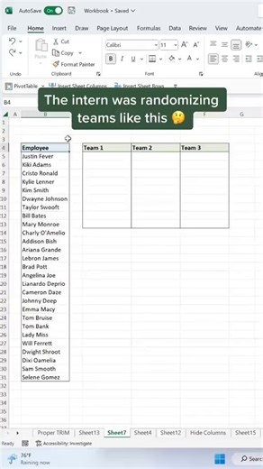 How to randomize teams in Excel. 🤯