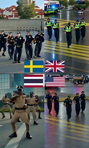 🇺🇸🇬🇧🇹🇭🇸🇪 USA vs UK vs Thailand vs Sweden Police Dance Battle – Blurred Lines Showdown!