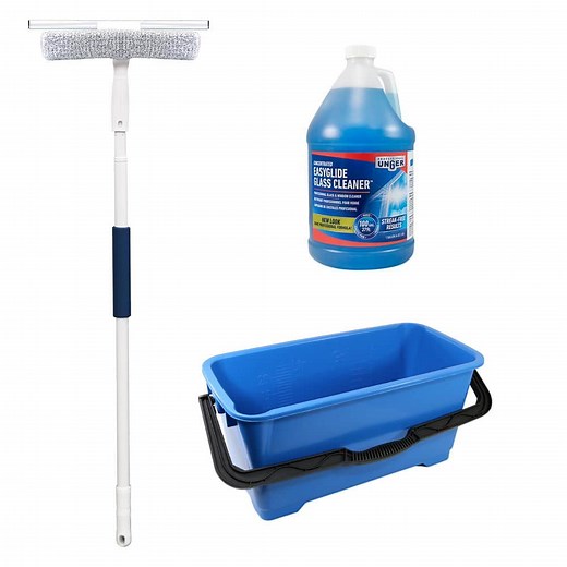 Unger Window Squeegee with Scrubber and 5 ft. Pole, 1 Gal. Liquid Soap Glass Cleaner and 6 Gal. Bucket 951050 Mix 2 - The Home Depot