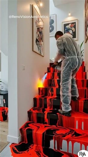 Pouring Lava Down These Stairs #resin #diy #transformation