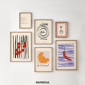 Kitchen Wall Art Set of 6, Minimalist Food Prints, Cute Dining Room Decor, Kitchen Gallery Wall Set, Modern Kitchen Decor, Digital Print - Etsy