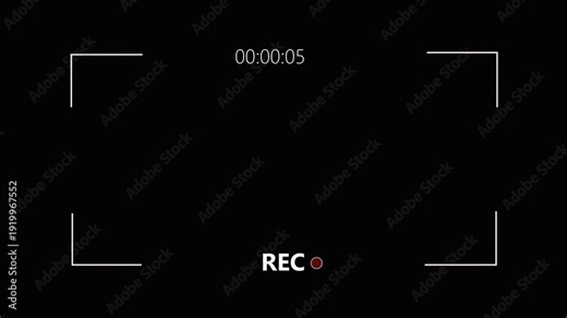 Video camera recorder screen overlay on a transparent background, Recording camera screen interface with alpha channel , Camera recording screen overlay.