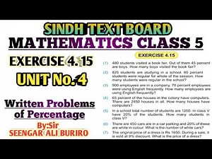 Written problems of Percentage | Real Life Problems of Percentage | Exercise 4.15 Math class 5