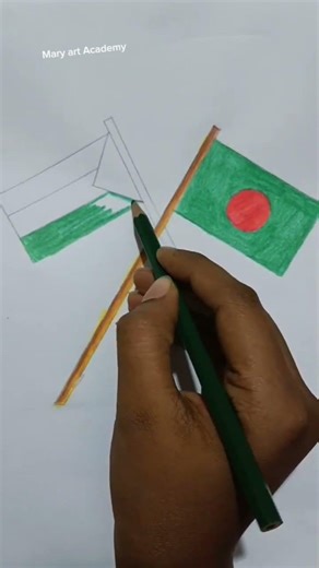 “Drawing Bangladesh 🇧🇩 and Palestine 🇵🇸 Flags Together ✍️ Simple Art Showing Unity and Support #yt