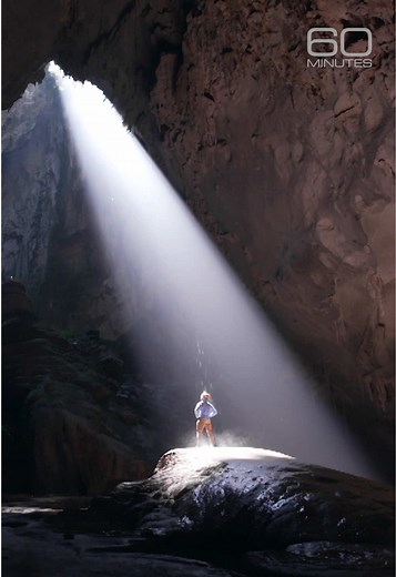 Inside Son Doong in Vietnam, the world’s largest cave passage, sunlight cascades down 120 stories from a break in the ceiling. Groundwater slips through the light like rain, and rock reflects what seemed like the only sound in the world. It’s a scene few people have witnessed. As Scott Pelley marvels, “Simply gorgeous.” #sondoong #cave #vietnam #exploration