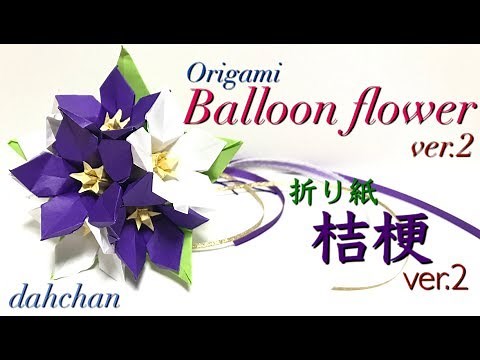✩折り紙✩桔梗ver.2✩作り方✩Origami Balloon flower ver.2 Tutorial✩