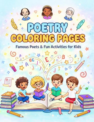 Poetry Month Coloring Pages for Kids | Famous Poets Printable Activity Book (PDF) - Etsy