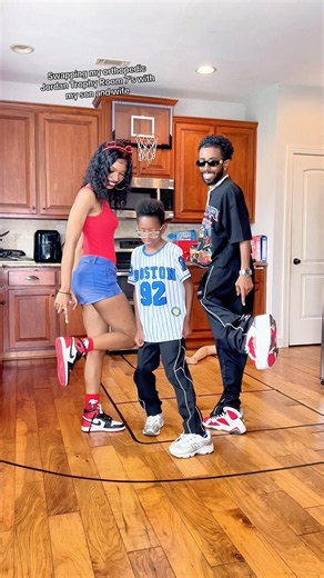 Swapping my orthopedic Jordan Trophy Room 7’s with my son and wife